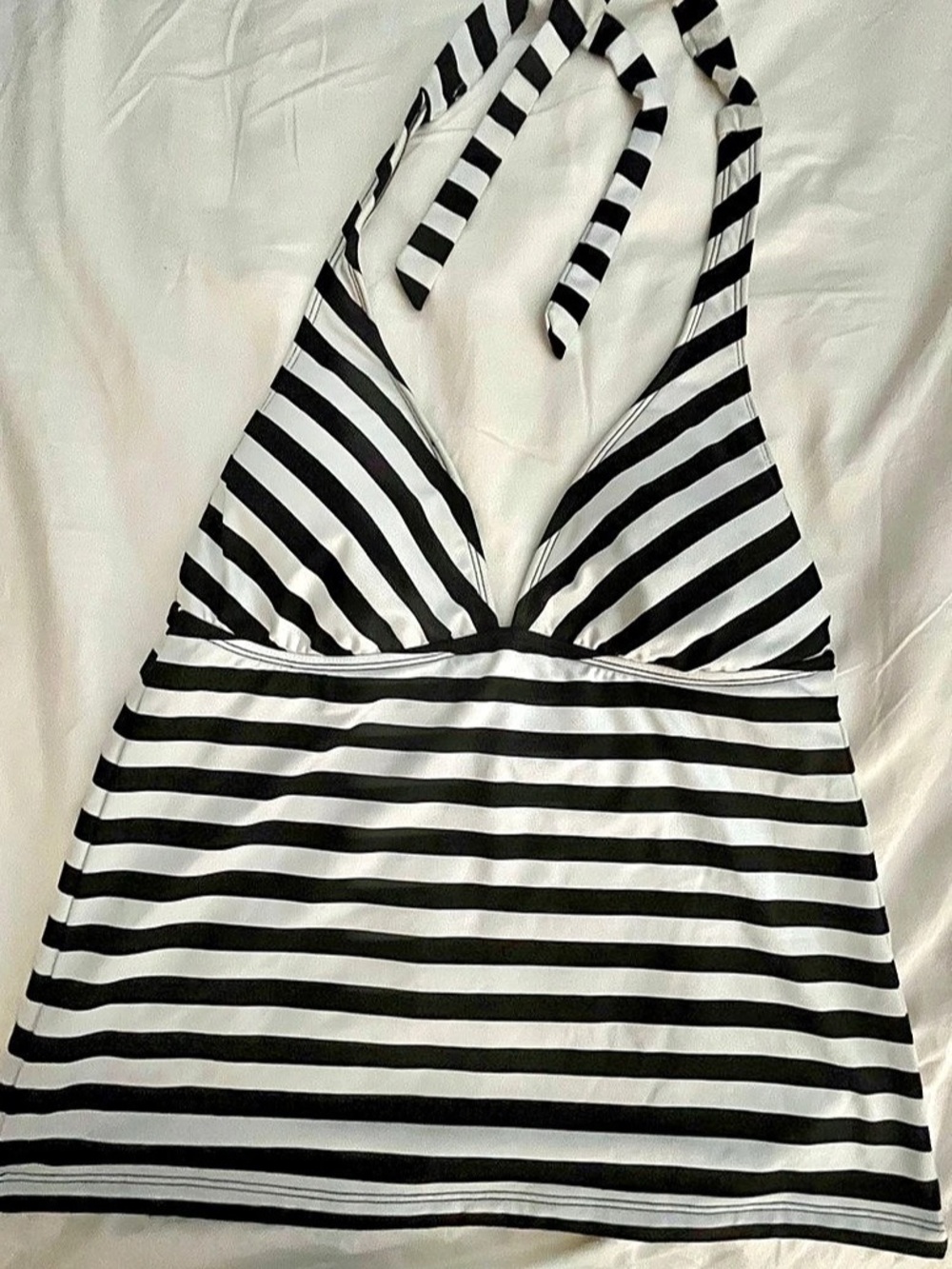 Striped Halter Swim Top in Black & White Like New